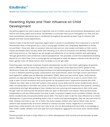 Parenting Styles and Their Influence on Child Development