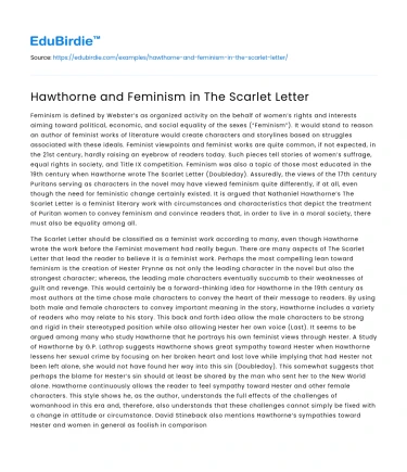 Hawthorne and Feminism in The Scarlet Letter