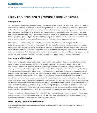 Essay on Grinch and Nightmare before Christmas