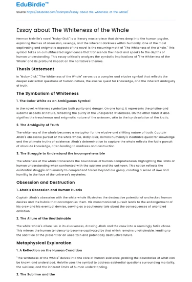 Essay about The Whiteness of the Whale