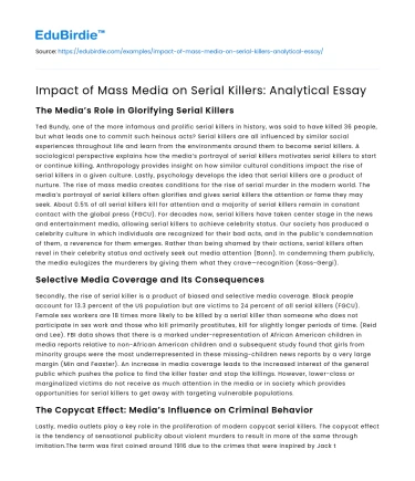Impact of Mass Media on Serial Killers: Analytical Essay