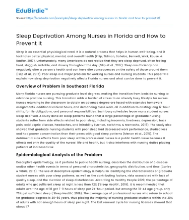 Sleep Deprivation Among Nurses in Florida and How to Prevent It