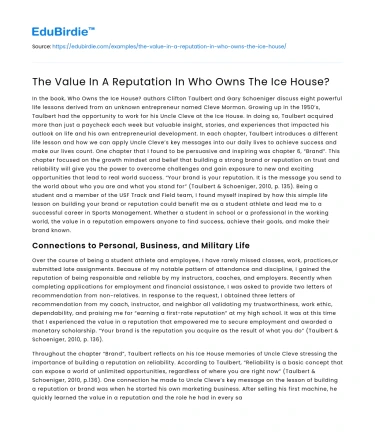 The Value In A Reputation In Who Owns The Ice House?