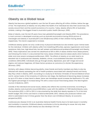 Obesity as a Global Issue