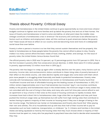 Thesis about Poverty: Critical Essay
