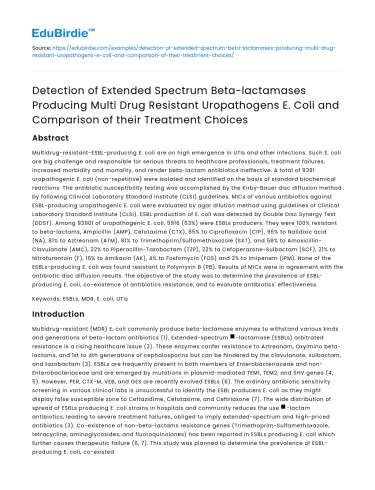 Detection of Beta-Lactamases in Multi-Drug Resistant Uropathogens