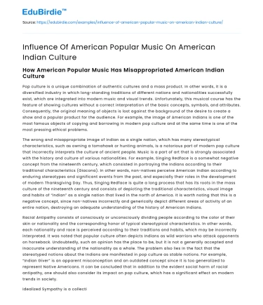 Influence Of American Popular Music On American Indian Culture