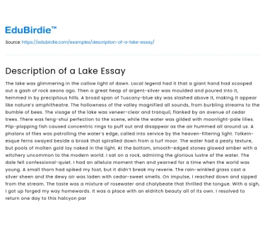 Description of a Lake Essay