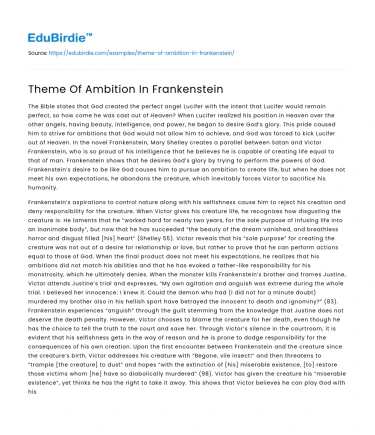 Theme Of Ambition In Frankenstein
