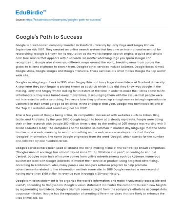 Google’s Path to Success