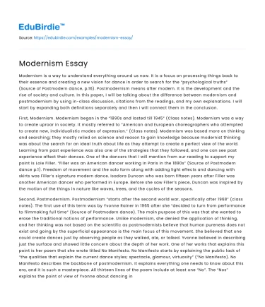 Modernism Essay