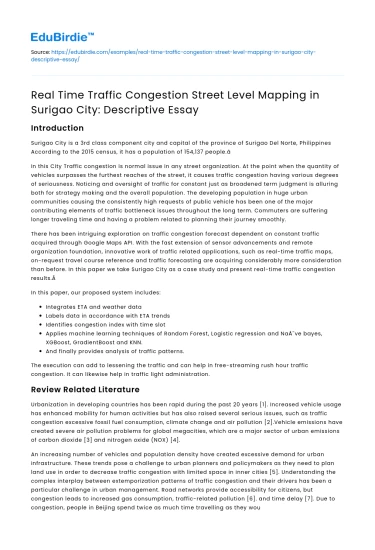 Real Time Traffic Mapping in Surigao City