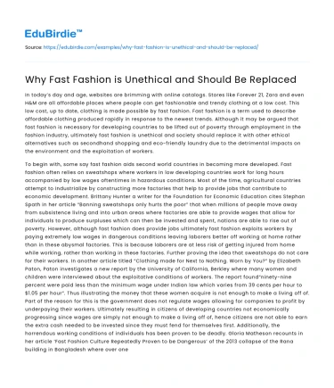 Why Fast Fashion is Unethical and Should Be Replaced