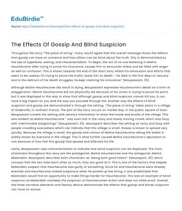 The Effects Of Gossip And Blind Suspicion