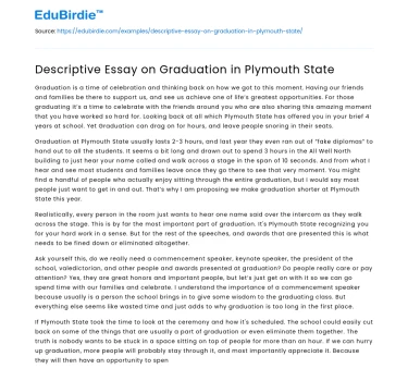 Descriptive Essay on Graduation in Plymouth State