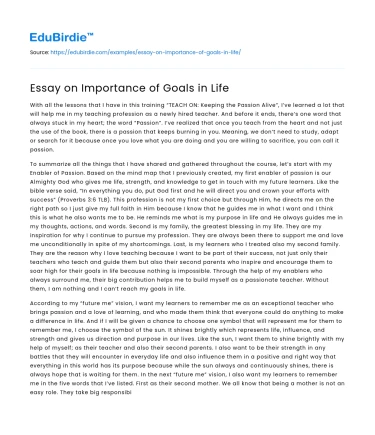 Essay on Importance of Goals in Life