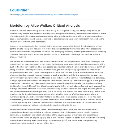 Themes of Resilience in Alice Walker’s Meridian