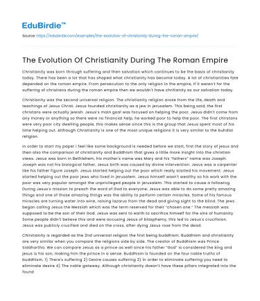The Evolution Of Christianity During The Roman Empire