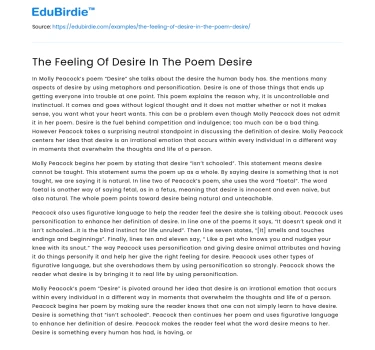 The Feeling Of Desire In The Poem Desire