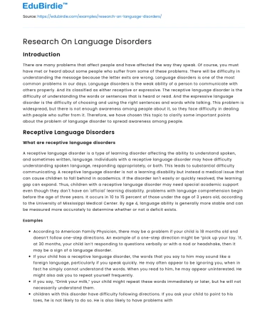 Research On Language Disorders