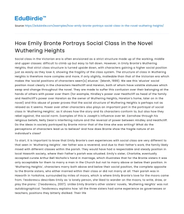 How Emily Bronte Portrays Social Class in the Novel Wuthering Heights