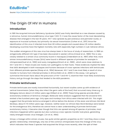The Origin Of HIV In Humans