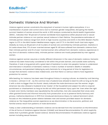 Domestic Violence And Women