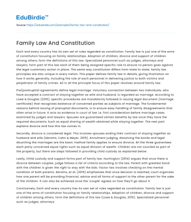 Family Law And Constitution