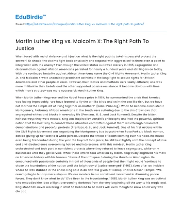 Martin Luther King vs. Malcolm X: The Right Path To Justice