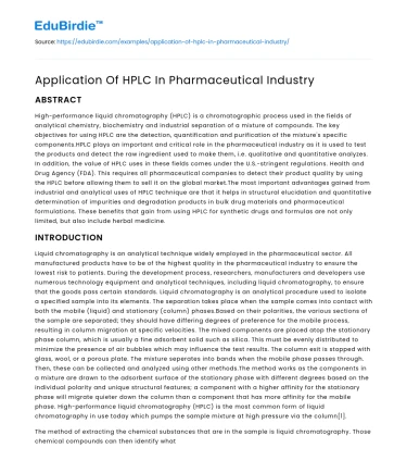 Application Of HPLC In Pharmaceutical Industry