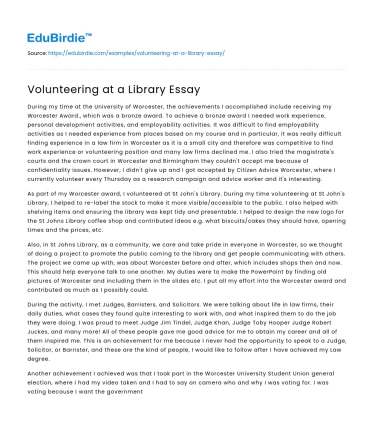 Volunteering at a Library Essay