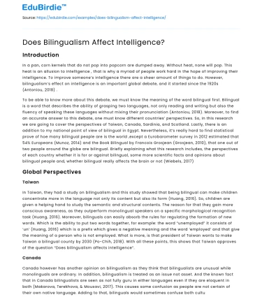Does Bilingualism Affect Intelligence?