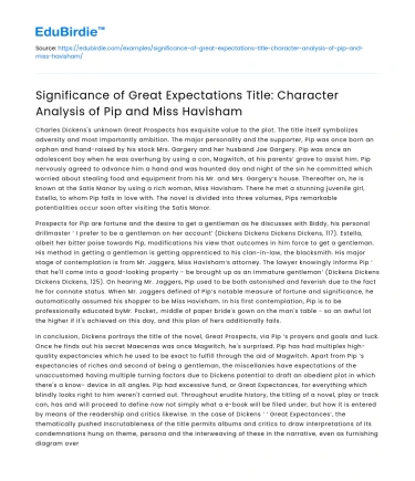 Complex Personalities in Dickens’ Great Expectations