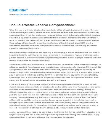 Should Athletes Receive Compensation?