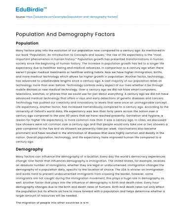 Population And Demography Factors