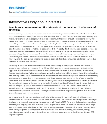 Informative Essay about Interests