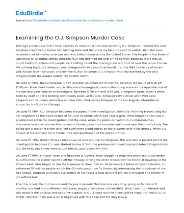 Examining the O.J. Simpson Murder Case