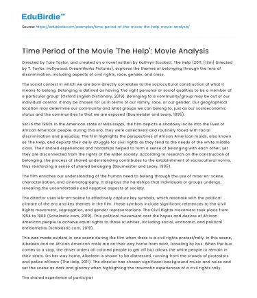 Time Period of the Movie ‘The Help’: Movie Analysis