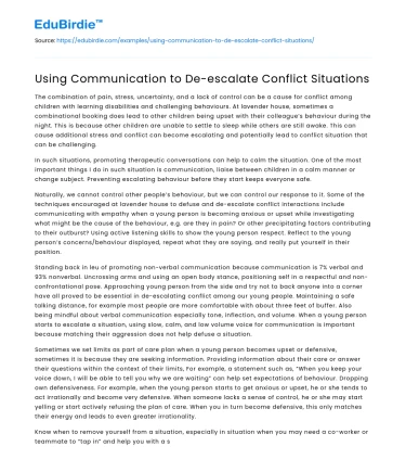 Using Communication to De-escalate Conflict Situations