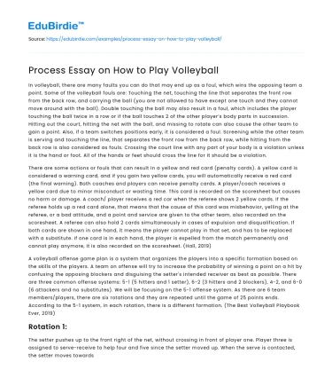 Process Essay on How to Play Volleyball