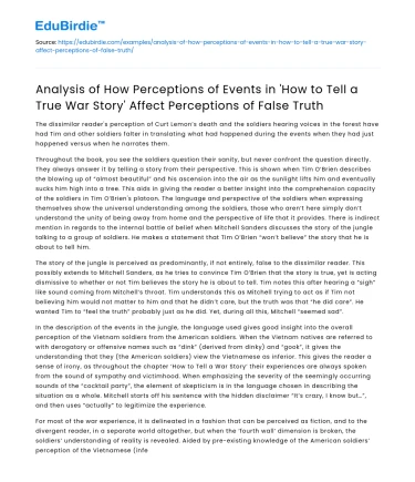 Impact of ‘How to Tell a True War Story’ on False Truth