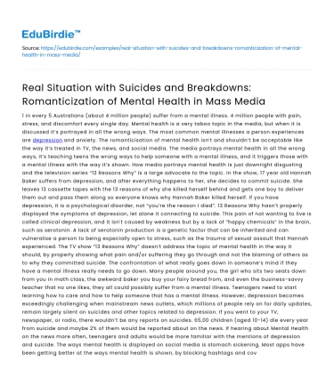 Mass Media’s Romanticization of Mental Health Crisis