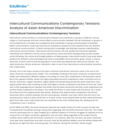Asian American Discrimination in Intercultural Communications