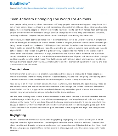 Teen Activism Changing The World For Animals