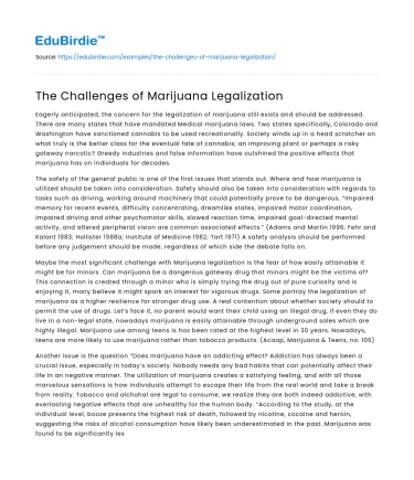 The Challenges of Marijuana Legalization