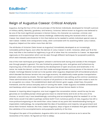 Augustus Caesar’s Reign: A Transformative Era Analyzed