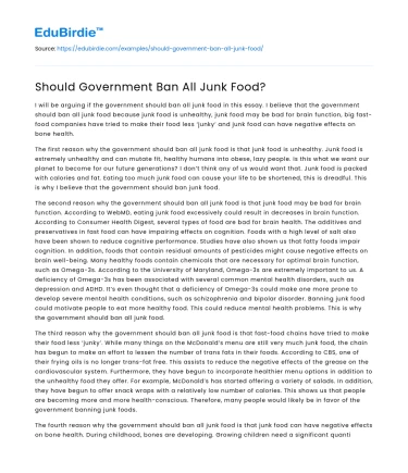 Should Government Ban All Junk Food?