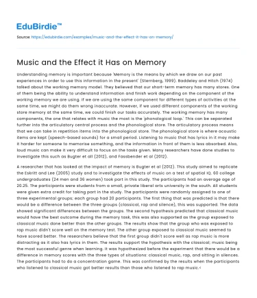 The Influence of Music on Memory Retention