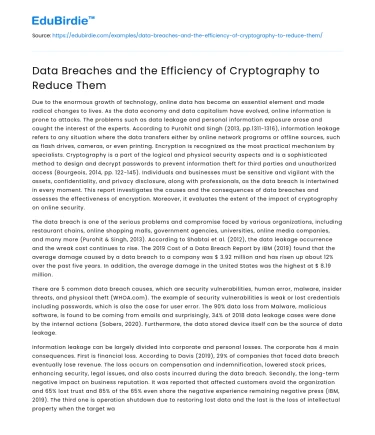 Data Breaches and the Efficiency of Cryptography to Reduce Them