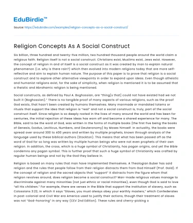 Religion Concepts As A Social Construct